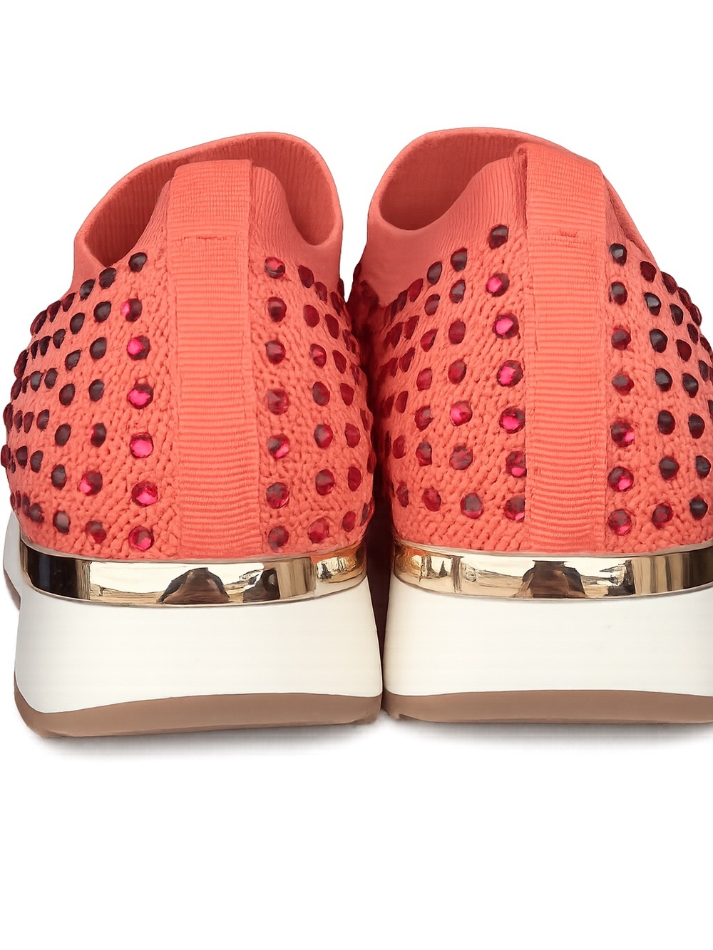 Reaction Kenneth Cole Coral Pink Rhinestone Jewel Joggers Slip-On Sneakers Sz 8 - Picture 4 of 10
